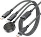 Acefast Braided Cablu USB la Type-C / Lightning cu mai multe porturi 5A Negru 1.2m (C6-11)