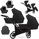 Kunert Brav Duo 3 in 1 Verstellbar Doppelter Kinderwagen Geeignet für Neugeborene Black 11.6kg