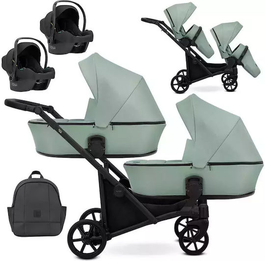 Kunert Brav Duo 3 in 1 Verstellbar Doppelter Kinderwagen Geeignet für Neugeborene Mint 11.6kg