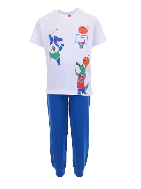 Kinder-Set mit Hose Sommer 2Stück White - Royal Blue