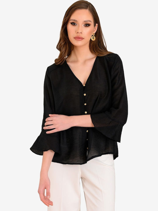 Women's Blouse with 3/4 Sleeve Black