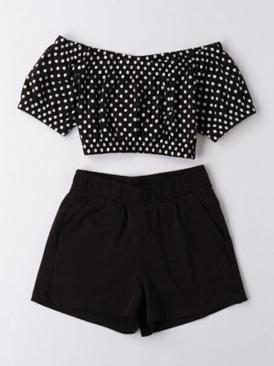 iDO Kids Set with Shorts Black White 2 Pieces