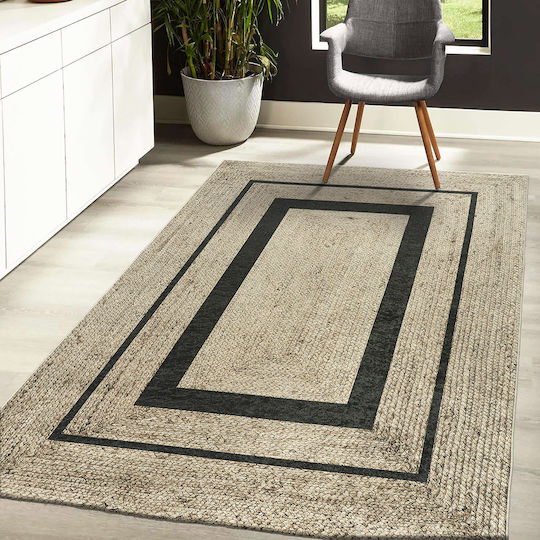 Beauty Home Art 9130 Χαλί Ορθογώνιο από Γιούτα Μπεζ-Μαύρο 120x180cm
