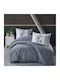 Clasy Home Set Husă de Pilotă Bumbac Dublă cu 2 Fețe de Pernă & 1 Cearsaf 200x220 Blue - Gray