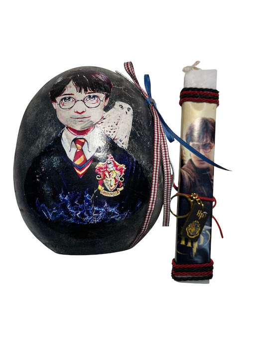 Πασχαλινή Λαμπάδα Harry Potter Στρογγυλή Χειροποίητη Ζωγραφισμένο Διακοσμητικό