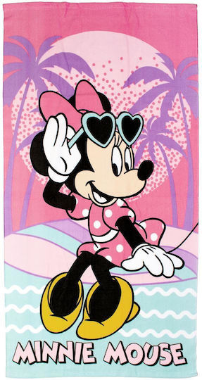 Dimcol Παιδική Πετσέτα Θαλάσσης Ροζ Minnie 140x70εκ.