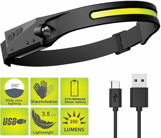 ACP Rechargeable Headlamp LED IPX4 with Maximum Brightness 350lm White