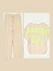 Damen Beige Set mit Hose mit Gummizug in Lockerer Passform