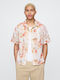 Short Sleeve Linen Shirt Floral White