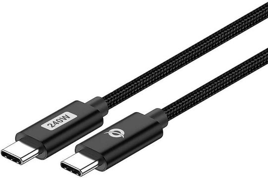 Conceptronic Braided USB 3.1 Video Cable USB-C male - USB-C 240W PD Μαύρο 2m ETTA03B20