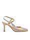 Leather Heels with Strap Sand