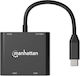 Manhattan Μετατροπέας USB-C male σε HDMI 2x female 1τμχ (154321)