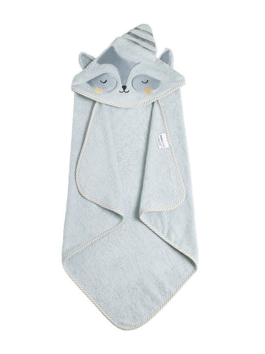 Nima Baby Bath Towel-Bathrobe Hooded Sleepy Light Blue 75x75cm