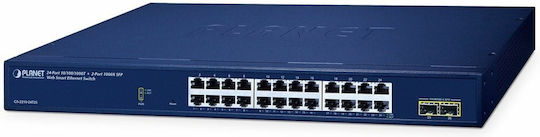 Planet Technology Managed L2 PoE+ Switch with 24 Gigabit (1Gbps) Ethernet Ports and 2 SFP Ports