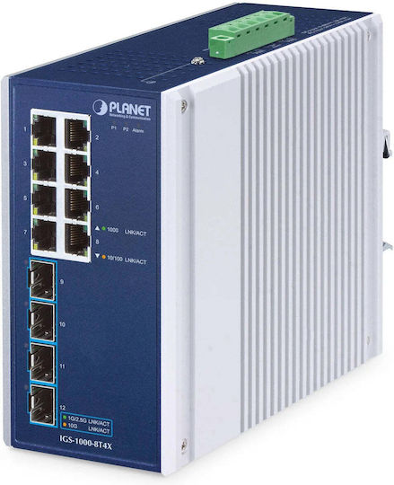 Planet Technology Managed L2 PoE Switch με 8 Θύρες Gigabit (1Gbps) Ethernet και 4 SFP Θύρες