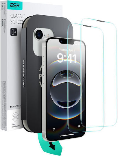 ESR Ultrafit 2.5D Full Glue Tempered Glass 2 Buc (iPhone 17e / 16e / 14 / 13 / 13 Pro)