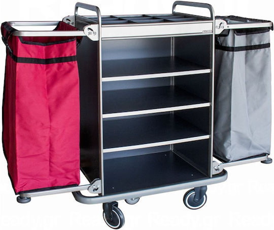 Evinoks Cărucior Cameristă Hotelier Metalic cu Dimensiuni L156xW60xH129cm. Argintiu 1buc