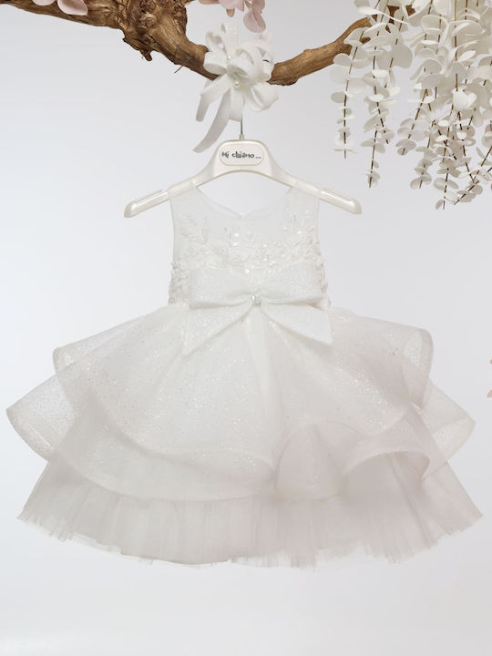 Mi Chiamo Ecru Baptism Dress Made of Tulle K4722F-I