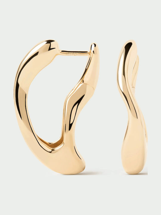 Kritsimis Earrings Hoops made of Silver Gold Plated with Stones