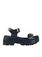 Leder Flache Sandalen für Damen in Schwarz Farbe