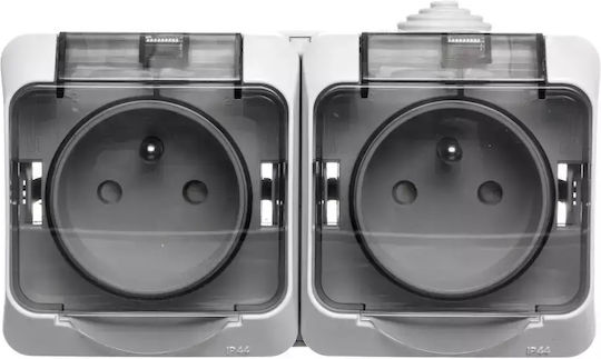 Schneider Electric Double Waterproof Power Socket Gray