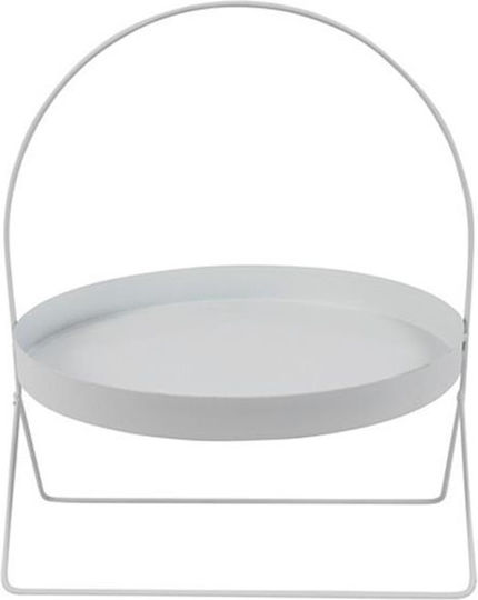 Atmosphera Metal Rotund Tavă de Servire în Culoare Alb 30x30x36cm 819256 1buc