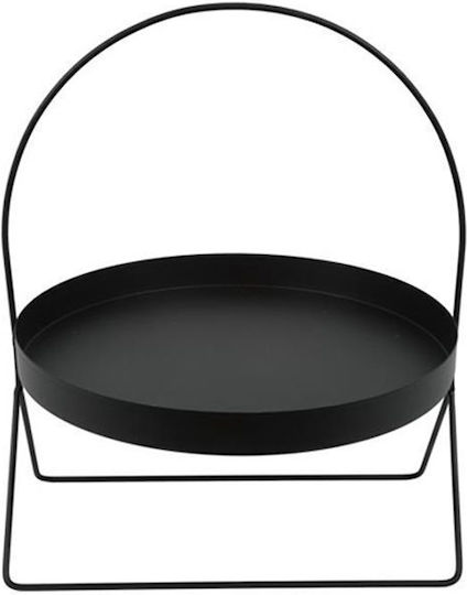 Atmosphera Metal Rotund Tavă de Servire în Culoare Negru 30x30x36cm 819254 1buc