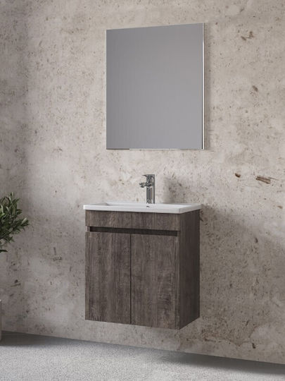 Furnibath Blat cu Lavoar & Oglindă L55xW60xH33cm Gri