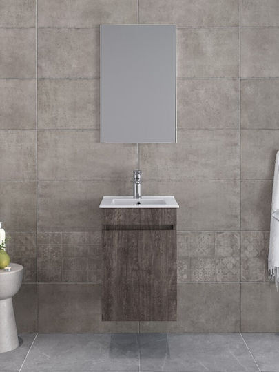 Furnibath Шкаф със Мивка & Огледало Д41xШ60xВ41см Сив