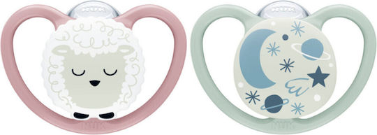 Nuk Space Pacifiers Silicone Night with Case Pink for 6-18 months 2pcs