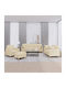 Living Room Furniture Set 3-Seater & 2-Seater & Armchair & Stool Beige