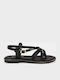 Leather Women's Flat Sandals Black