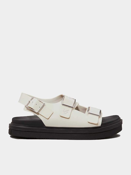 Calvin Klein Leather Women's Flat Sandals in Be...