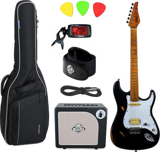 Jet Guitars Σετ Ηλεκτρική Κιθάρα ST Style με HS Διάταξη Μαγνητών Deluxe Bundle με Θήκη