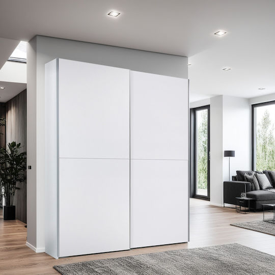 Tiempo Δίφυλλη Ντουλάπα Συρόμενη με Πατάρι 170x59x195.5cm Λευκή Tiempo Δίφυλλη Ντουλάπα Συρόμενη με Πατάρι 170x59x195.5cm Λευκή