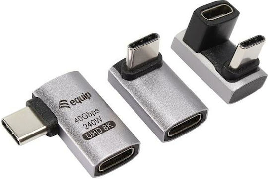 Equip Μετατροπέας USB-C male σε USB-C female Γκρι 1τμχ 133478