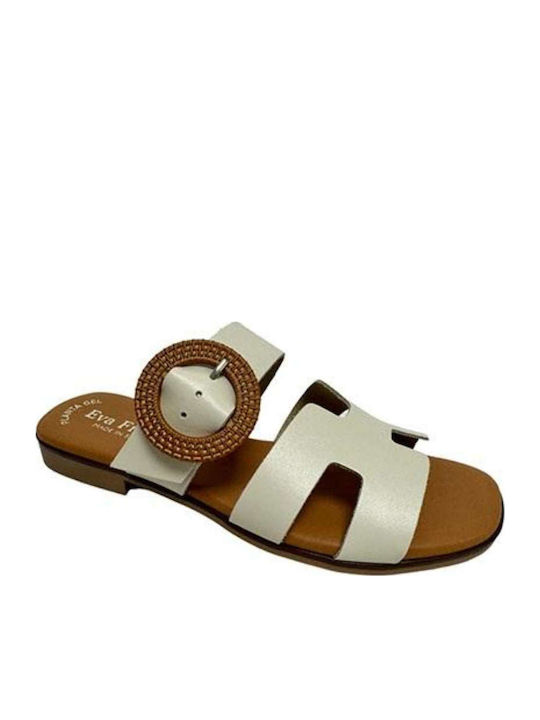 Eva Frutos Leather Women's Flat Sandals in Beig...