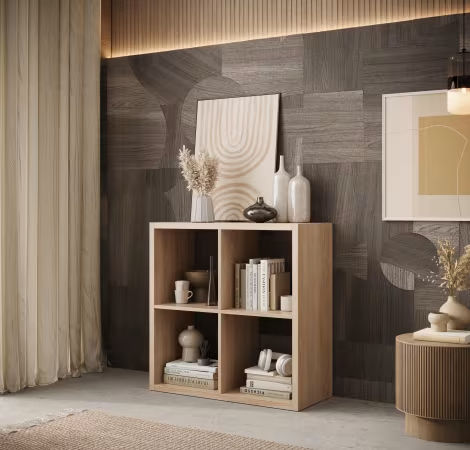Bookcase Panau III Beige 77x33x77 cm Bookcase Panau III Beige 77x33x77 cm