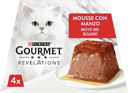 Gourmet Revelations Υγρή Τροφή για Ενήλικες Γάτες σε Κονσέρβα με Βοδινό 4x57gr