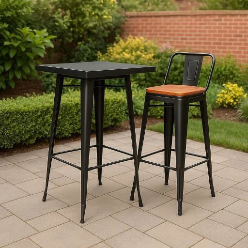 Vigor Outdoor Bar Foldable Metal Table Black 60x60x103cm