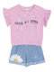 Kinder-Set mit Shorts Sommer 2Stück Pink Bluse