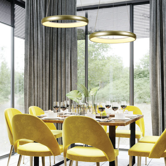 Aca Harmony LED Κρεμαστό Φωτιστικό Χρυσό 40x40x100εκ.