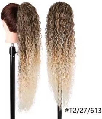 Ponytail Gkm Synthetic Human Hair Keratin Kanekalon No Frizz No Shine No Tangle Curly 71cm Nest System Code T2 27 613 Balayage