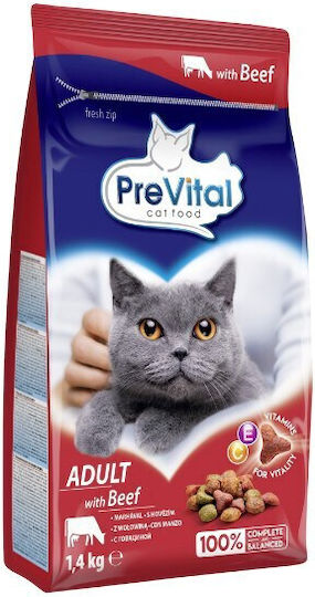 PreVital Ξηρά Τροφή για Ενήλικες Γάτες με Βοδινό / Πουλερικά 1.4kg