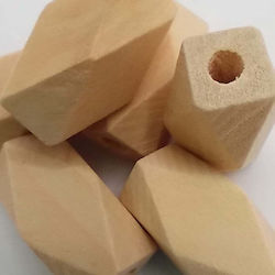 Natural Wood Bead Polygonal Tube 20mm 8pcs 2-04