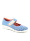 Lederne Damen Ballerinas mit Riemen in Blau Farbe