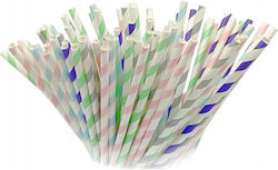 Pastel Striped Paper Straws 100 Pieces Tamipol