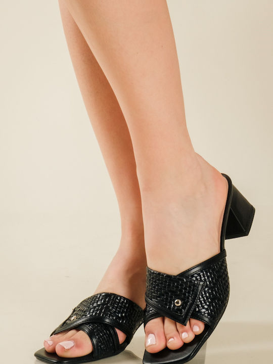 Mules mit Chunky Absatz in Schwarz Farbe