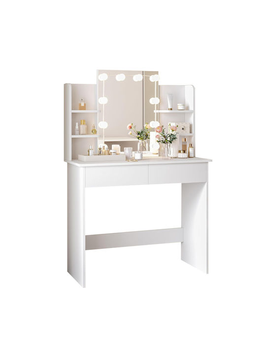 Floor-Standing Makeup Dressing Table Wooden Whi...