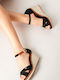 Cross-Strap Espadrille Platforms Black